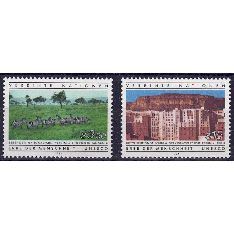 ONU VIENNA 1984 Patrimonio mondiale 2v MNH**