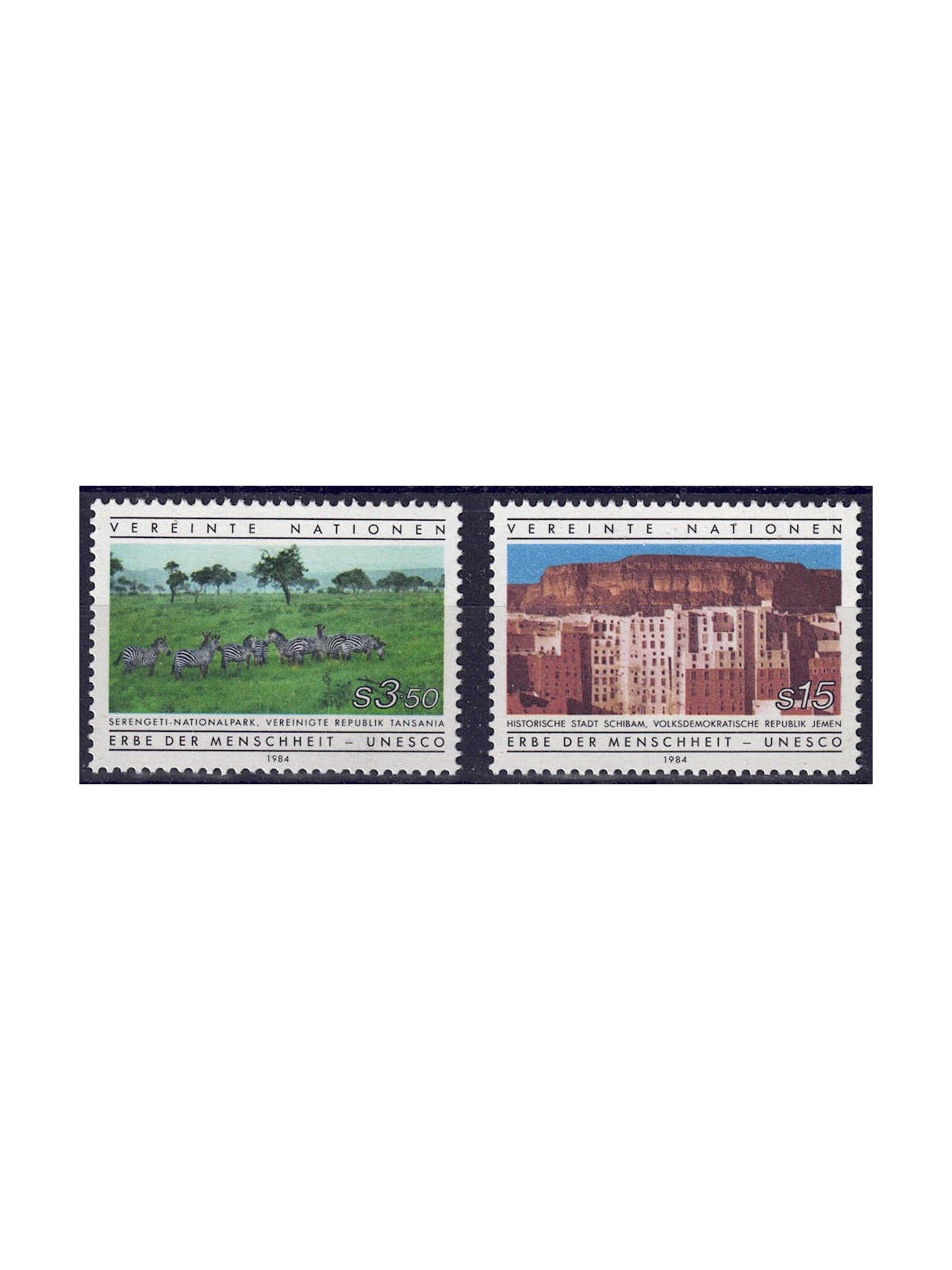 UN VIENNA 1984 World Heritage 2v MNH**