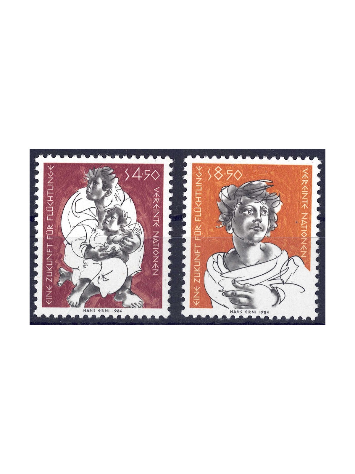 UN VIENNA 1984 A Future for Refugees 2v MNH**