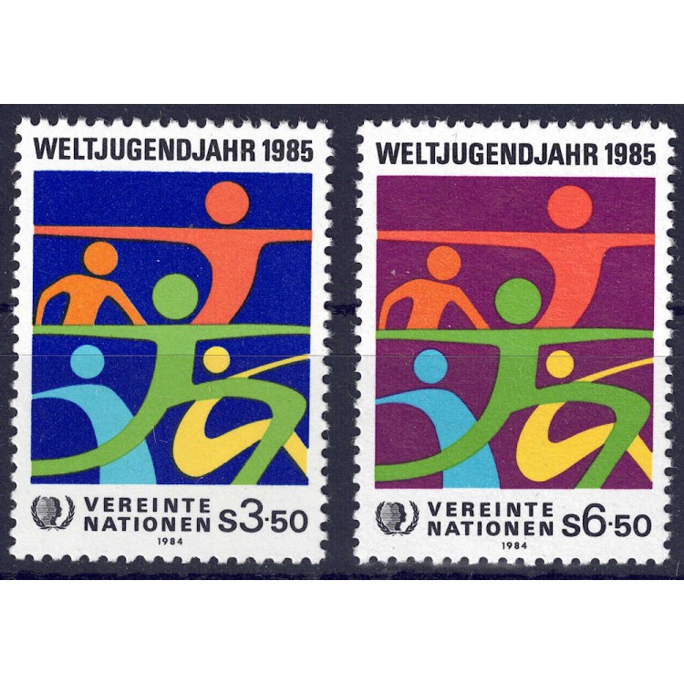 UN VIENNA 1984 Year of Youth 2v MNH**