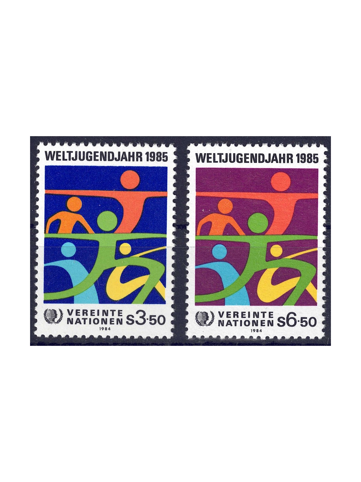 ONU VIENNA 1984 Anno della gioventù 2v MNH**