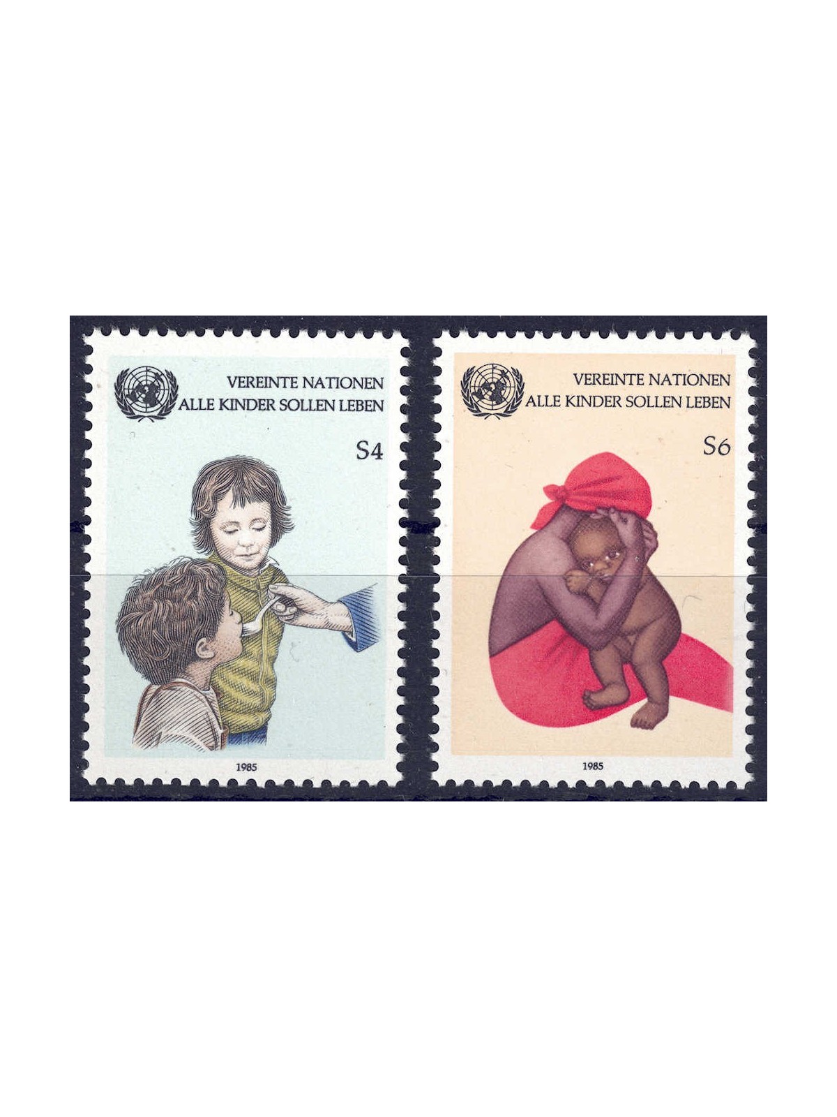 ONU VIENNA 1985 Sopravvivenza infantile 2v MNH**