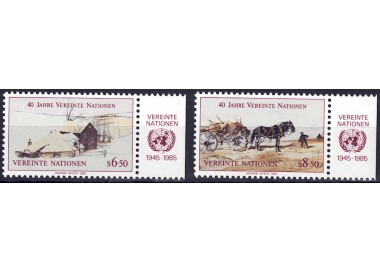 UN VIENNA 1985 Anniversary of the United Nations 2v MNH** ca