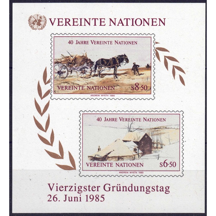 UN VIENNA 1985 Anniversary of the United Nations s/s MNH**