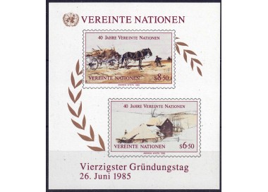 ONU VIENNA 1985 Anniversario delle Nazioni Unite BF MNH**