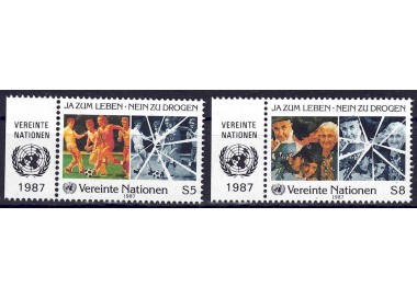 UN VIENNA 1987 Yes to life, no to drugs 2v MNH** ca