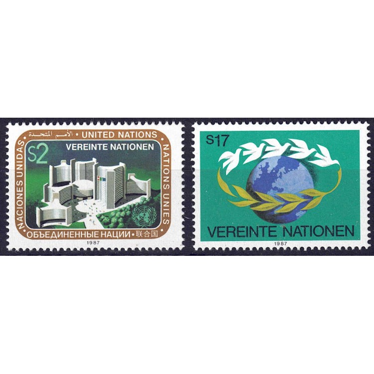 ONU VIENNA 1987 Ordinary series 2v MNH**