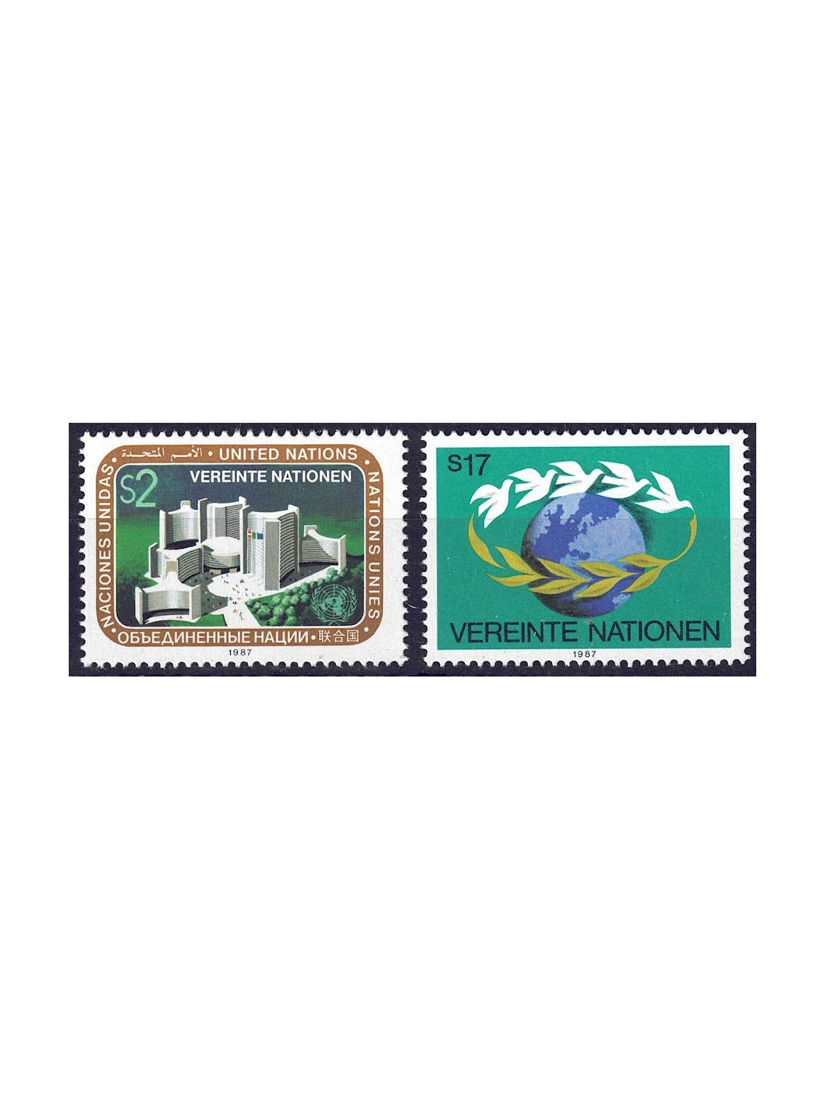 ONU VIENNA 1987 Ordinary series 2v MNH**