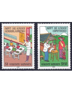 ONU VIENNA 1987 Vaccinate tutti i bambini 2v MNH**