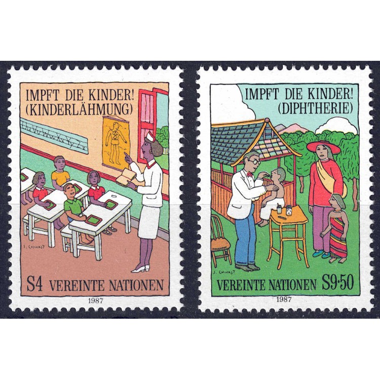 UN VIENNA 1987 Vaccinate all children 2v MNH**