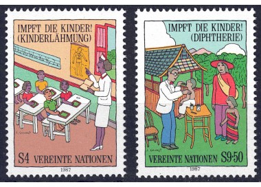 UN VIENNA 1987 Vaccinate all children 2v MNH**