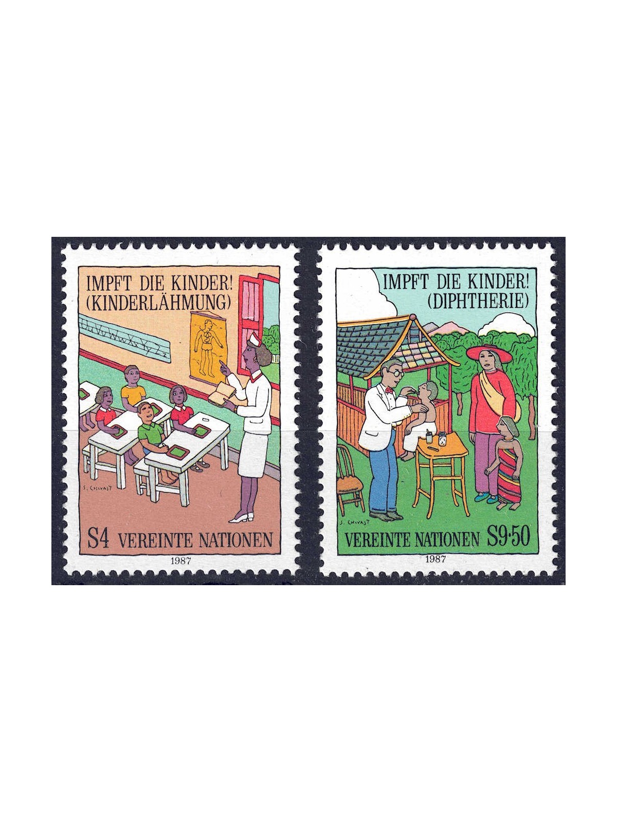 UN VIENNA 1987 Vaccinate all children 2v MNH**