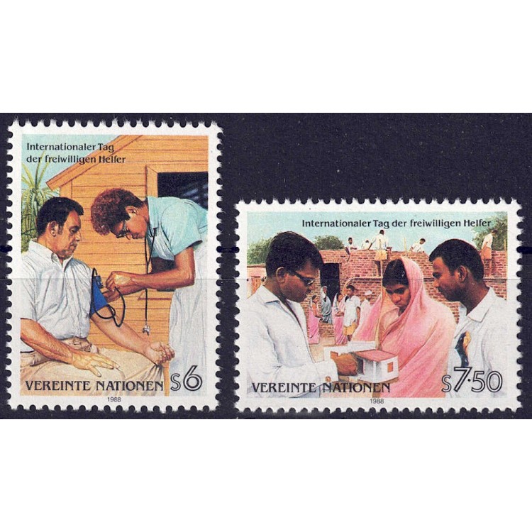 UN VIENNA 1988 Volunteers' Day 2v MNH**