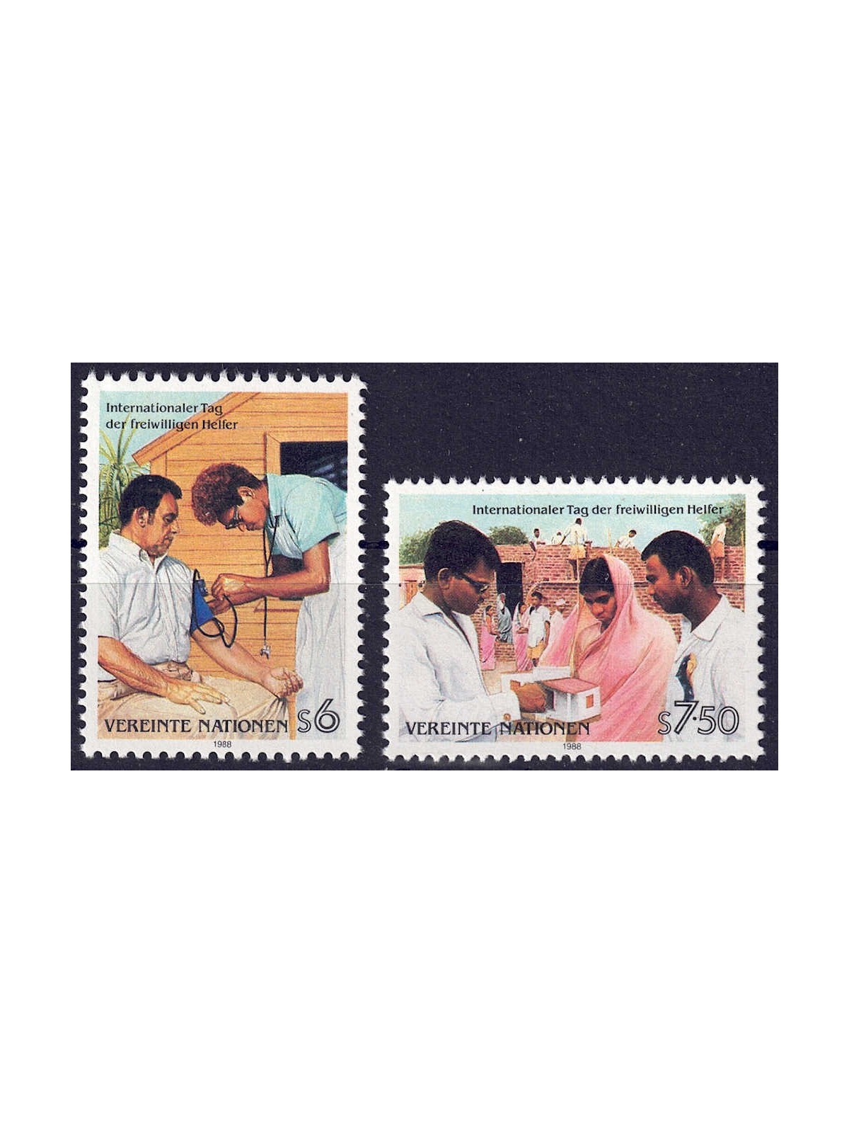 ONU VIENNA 1988 Giornata dei volontari 2v MNH**