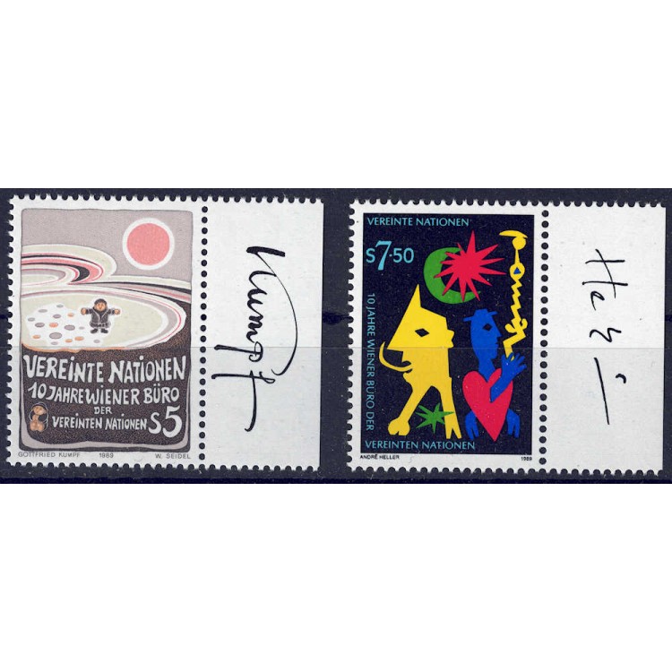 ONU VIENNA 1989 Centro delle Nazioni Unite 2v MNH** ca