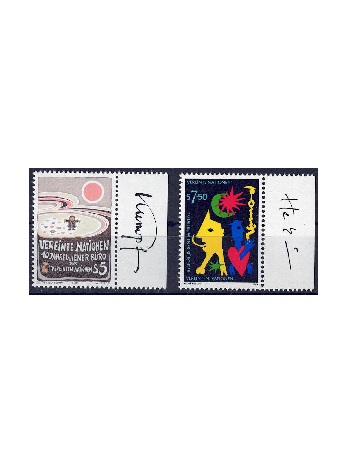 ONU VIENNA 1989 Centro delle Nazioni Unite 2v MNH** ca