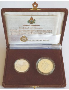 SAN MARINO 1992 Diptych of the XXV Olympiad, 2 Silver Proof Coins