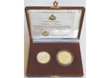 SAN MARINO 1992 Dittico della XXV Olimpiade, 2 Monete in Argento Fondo Specchio