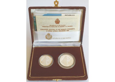 SAN MARINO 1988 Dittico della XV e XXIV Olimpiade 2 Monete in Argento Fondo Specchio