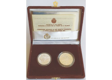 SAN MARINO 1991 Dittico Verso Barcellona 92 - Monete commemorative della XXV Olimpiade Fondo Specchio