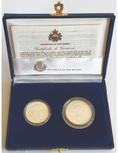 SAN MARINO 1993 Dittico Mondo animale in pericolo, Monete in Argento Fondo Specchio