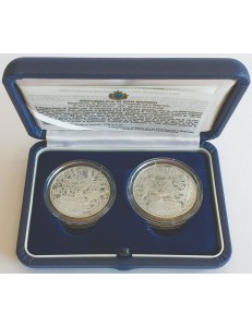SAN MARINO 2004 World Soccer Championship €5 and €10 Silver Coins, Proof Quality