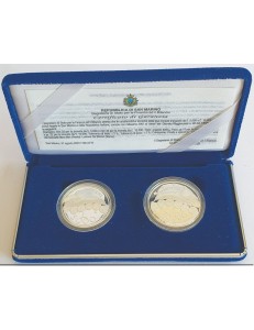 SAN MARINO 2001 Commemorative silver coin set Farewell to the Lira 5,000 and 10,000 Proof