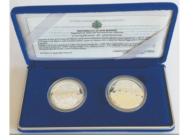 SAN MARINO 2001 Commemorative silver coin set Farewell to the Lira 5,000 and 10,000 Proof