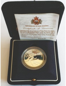 SAN MARINO 1994 Moneta delle Olimpiadi invernali di Lillehammer in Argento Proof