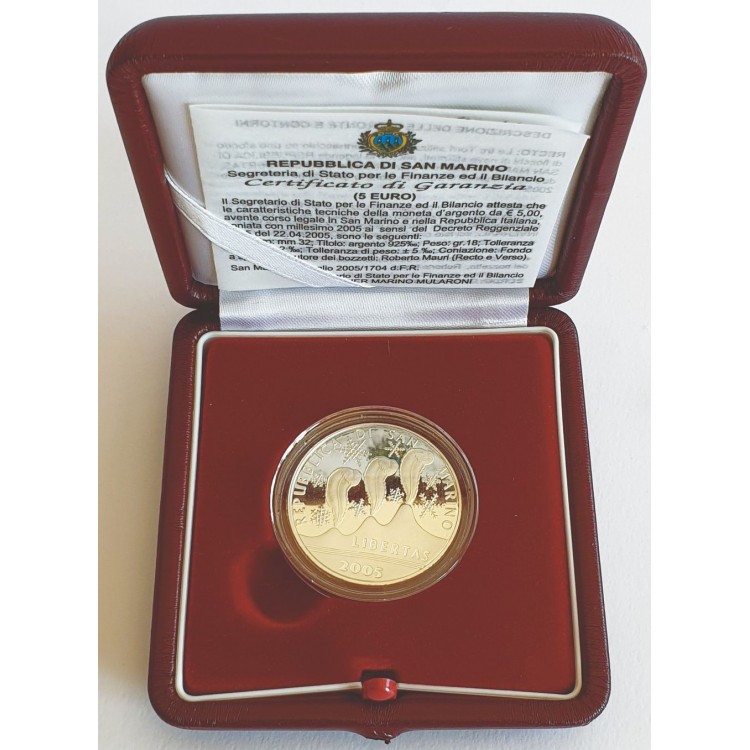 SAN MARINO 2005 Silver Coin of the Turin 2006 Winter Olympics Proof