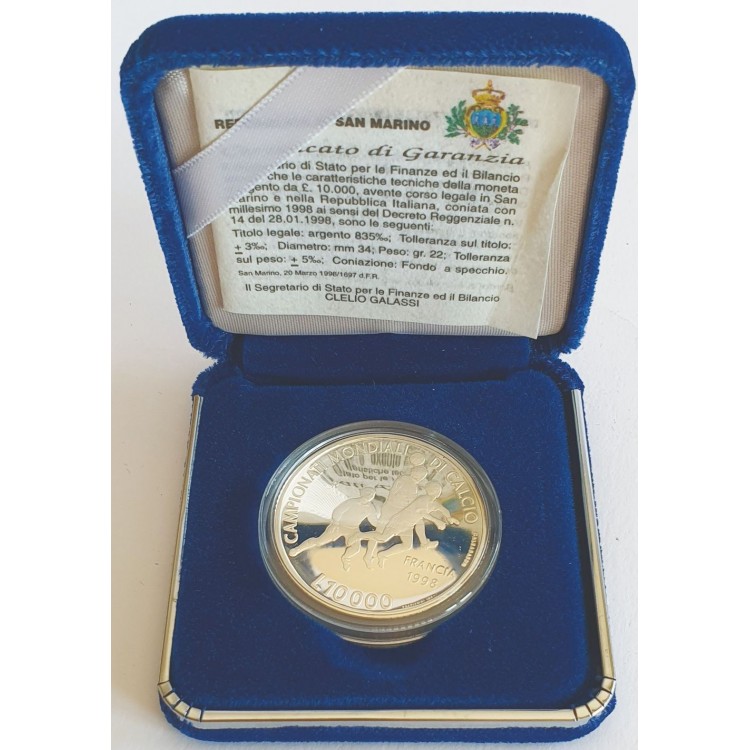 SAN MARINO 1998 FIFA World Cup Silver Coin Proof