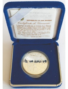 SAN MARINO 1996 Moneta in argento Guarda all'Europa Fondo Specchio