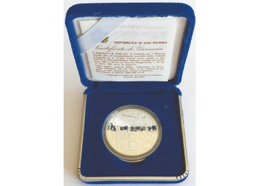 SAN MARINO 1996 Moneta in argento Guarda all'Europa Fondo Specchio