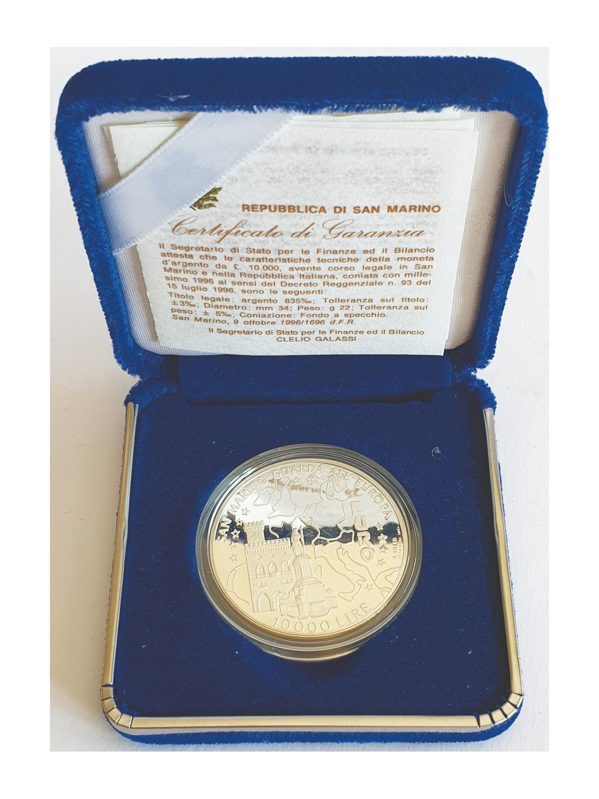 SAN MARINO 1996 Silver Coin Look to Europe Proof