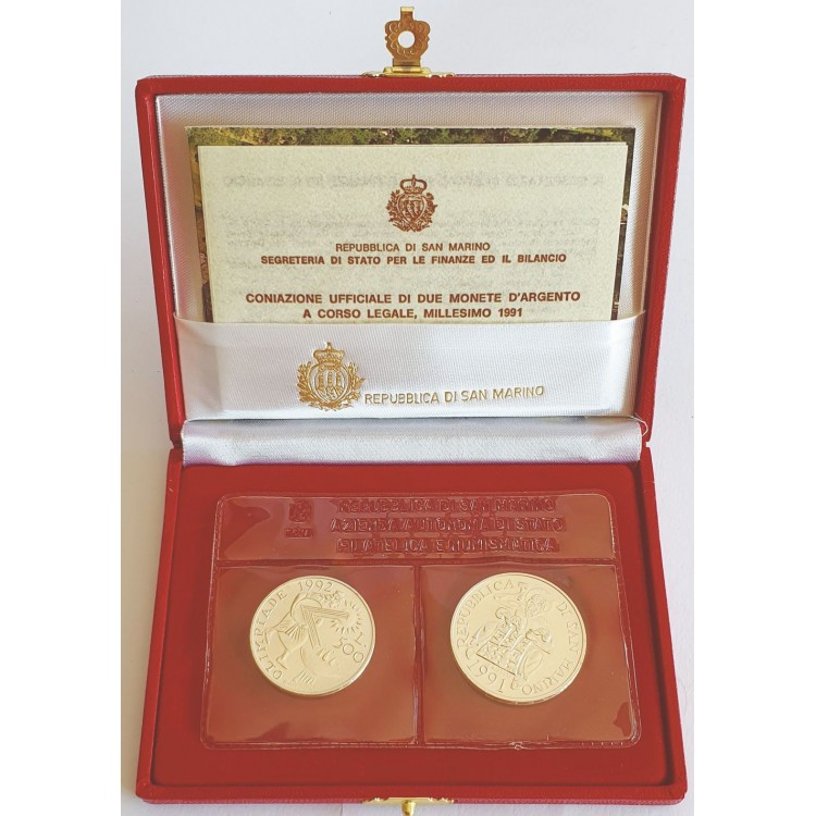 SAN MARINO 1991 Diptych Verso Barcellona 92 - Commemorative coins of the XXV Olympiad