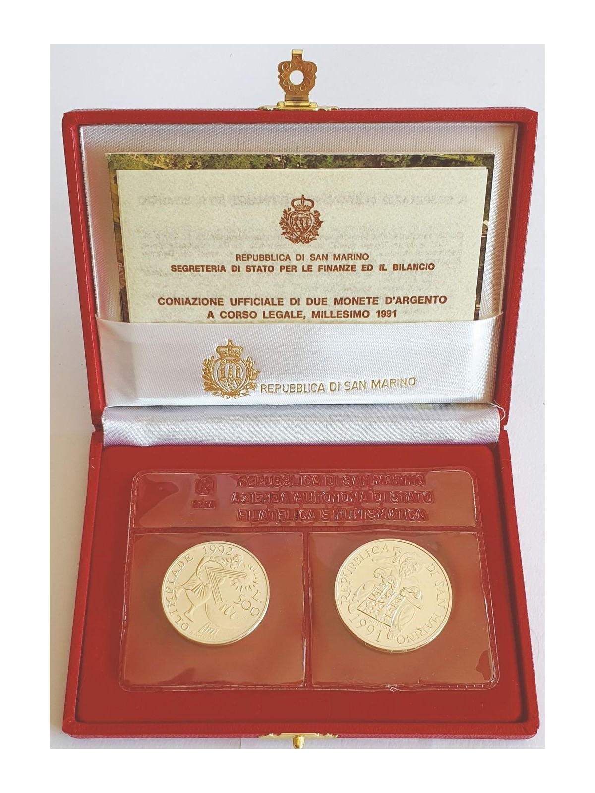 SAN MARINO 1991 Diptych Verso Barcellona 92 - Commemorative coins of the XXV Olympiad