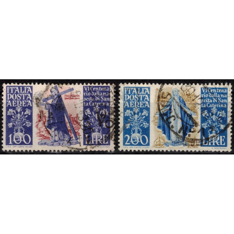 ITALIA 1948 Santa Caterina (posta aerea) 2v us