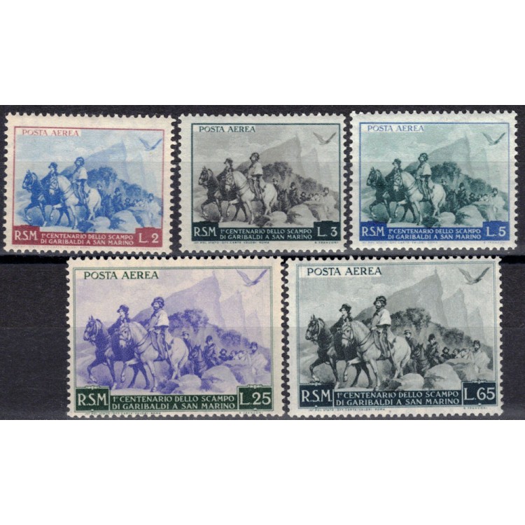 SAN MARINO 1949 Garibaldi (airmail) 5v MNH**