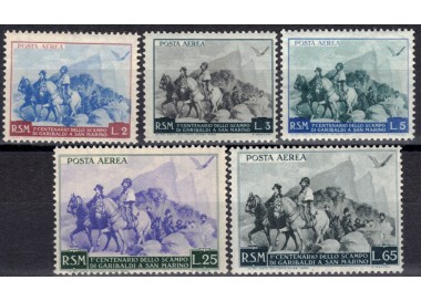 SAN MARINO 1949 Garibaldi (airmail) 5v MNH**