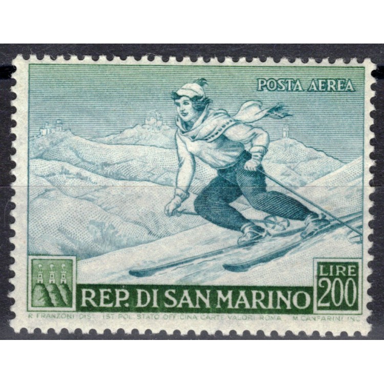 SAN MARINO 1953 Sport, sciatrice MNH**