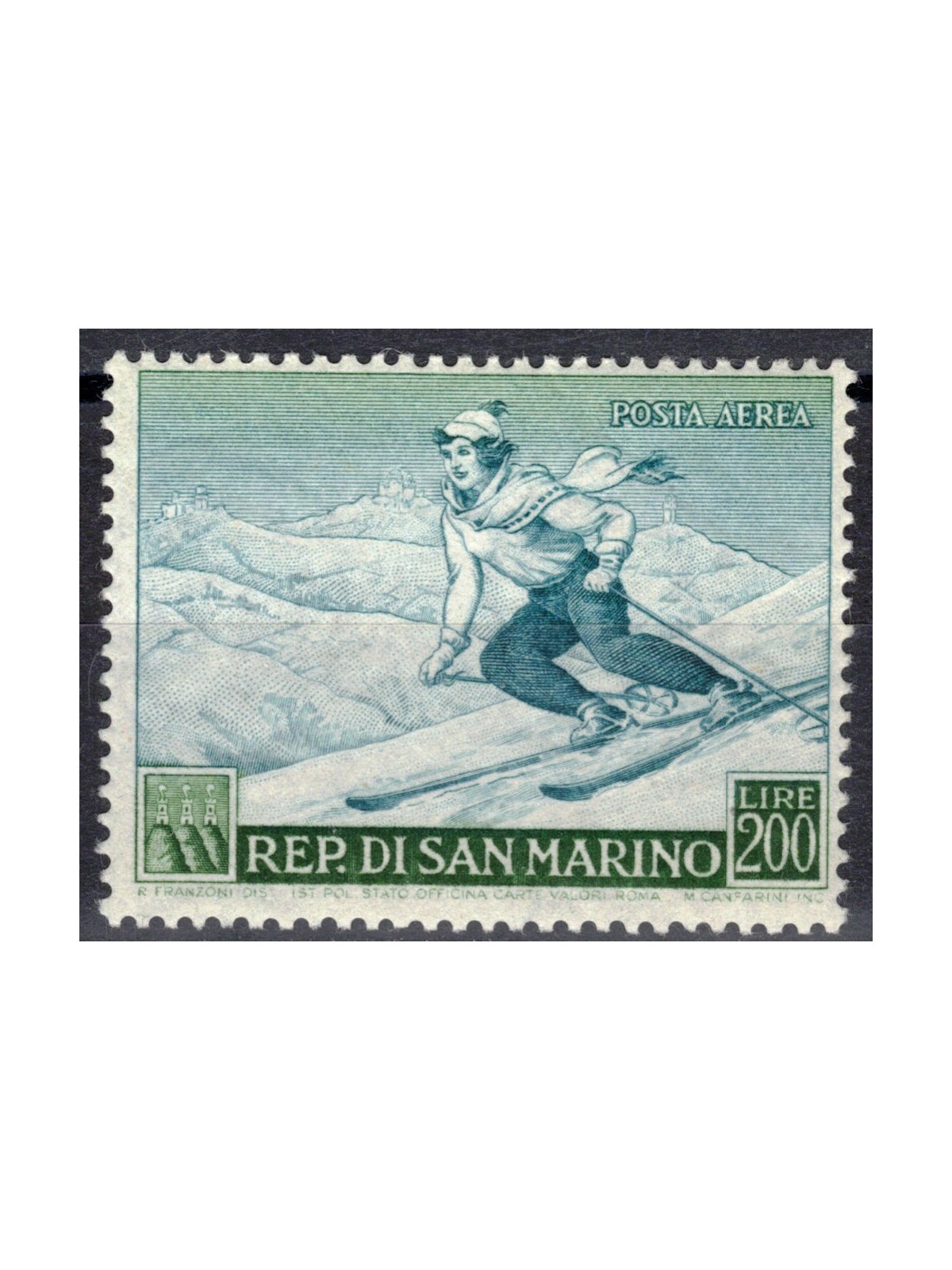 SAN MARINO 1953 Sport, skier MNH**