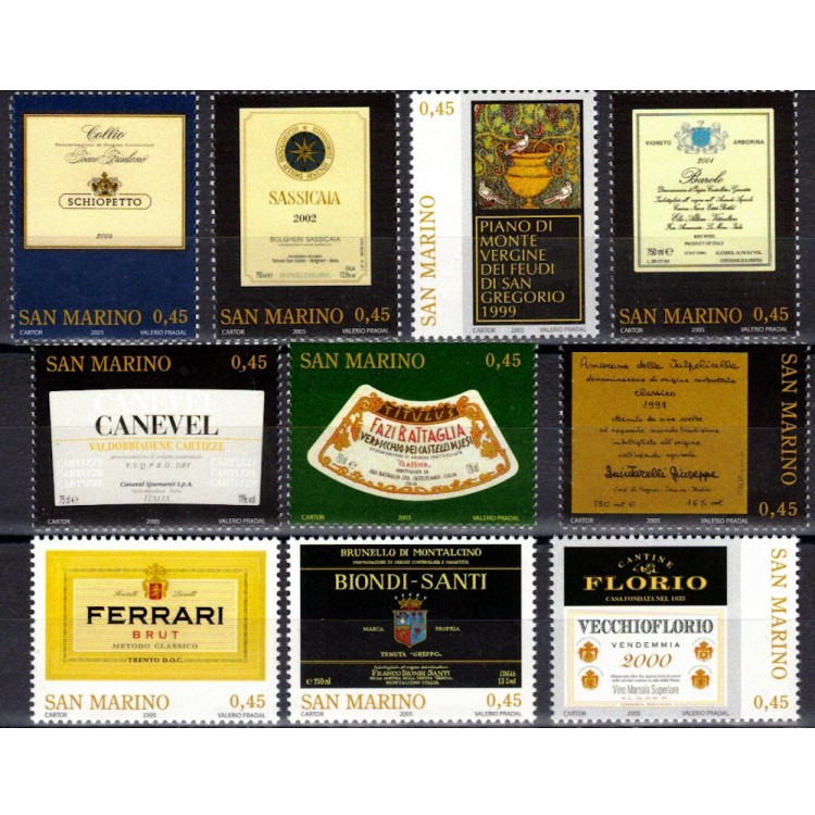 SAN MARINO 2005 Great Italian wines 10v MNH**