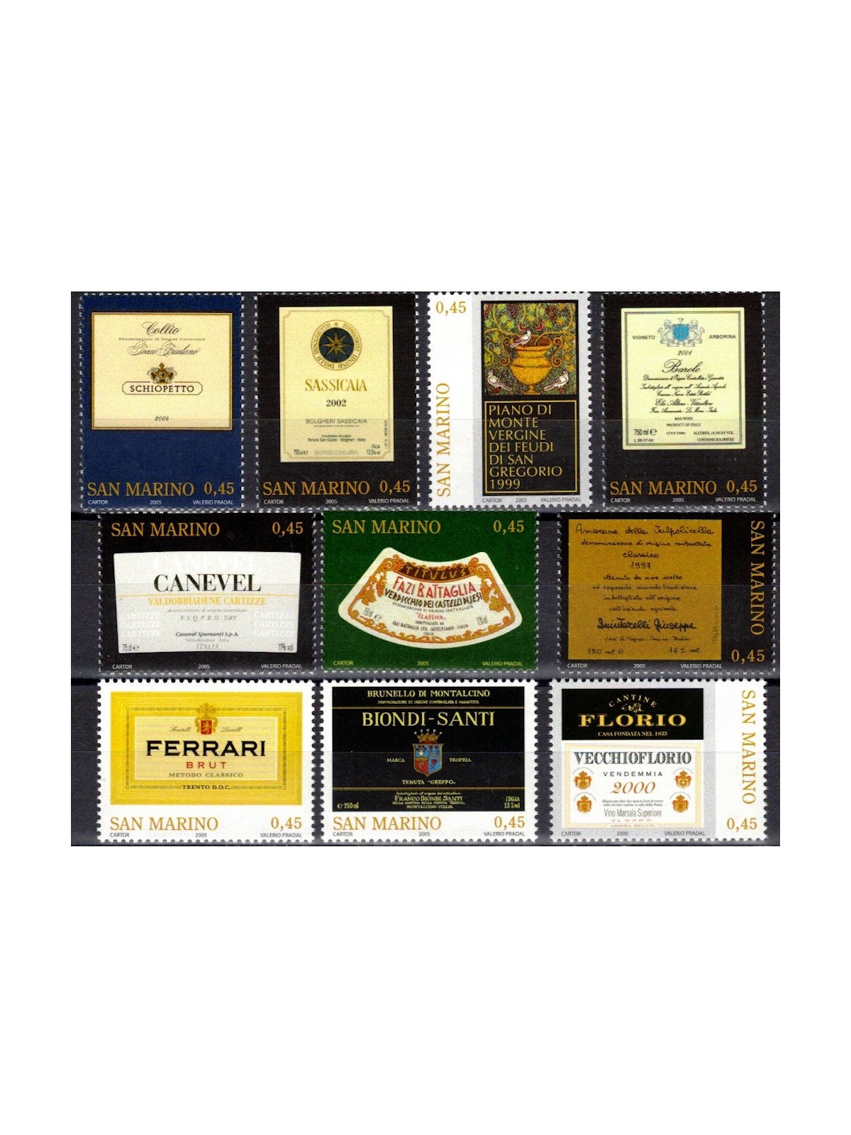 SAN MARINO 2005 Great Italian wines 10v MNH**