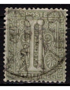 ITALIA REGNO 1865 De La Rue 1c verde (Torino) us