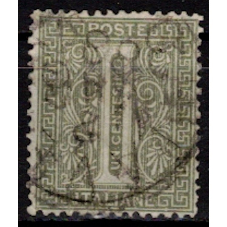 ITALIA REGNO 1865 De La Rue 1c verde (Torino) us