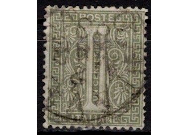 ITALIA REGNO 1865 De La Rue 1c verde (Torino) us