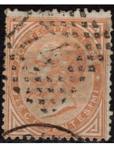 ITALY KINGDOM 1863 De La Rue 10c ochre (London) us