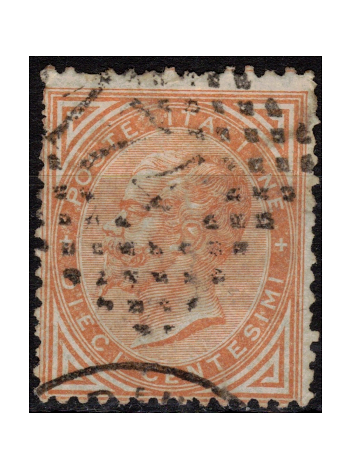 ITALIA REGNO 1863 De La Rue 10c ocra (Londra) us