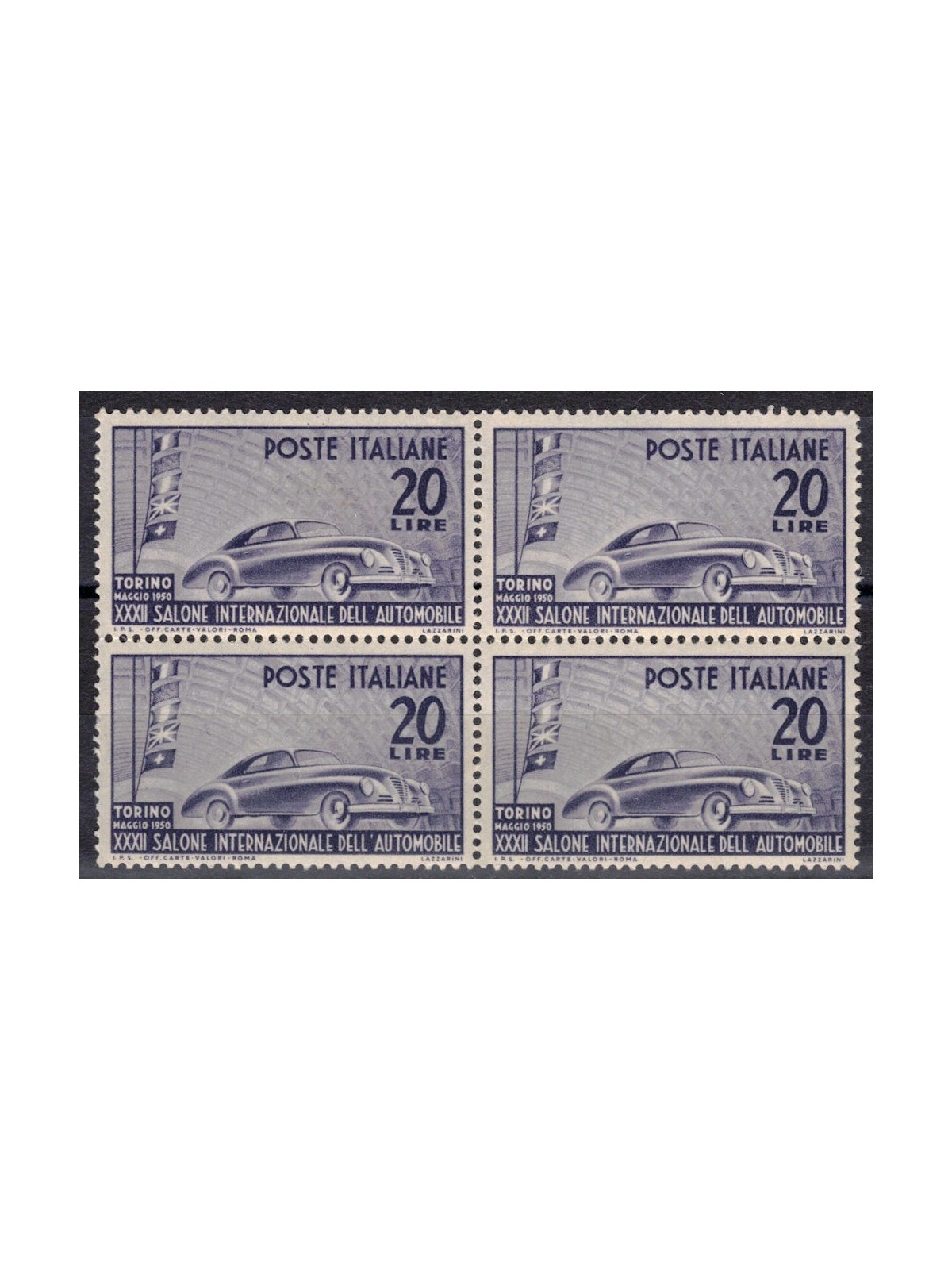 ITALIA 1950 Salone dell'automobile (in quartina) MNH**