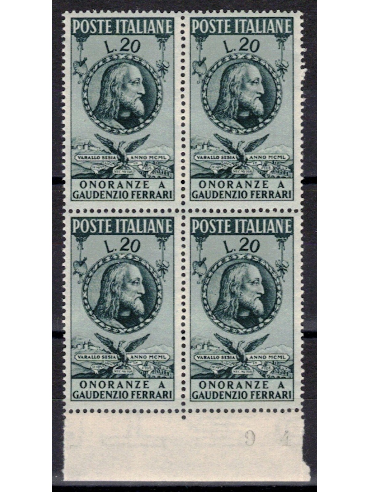 ITALY 1950 Gaudenzio Ferrari (in block of four) MNH**
